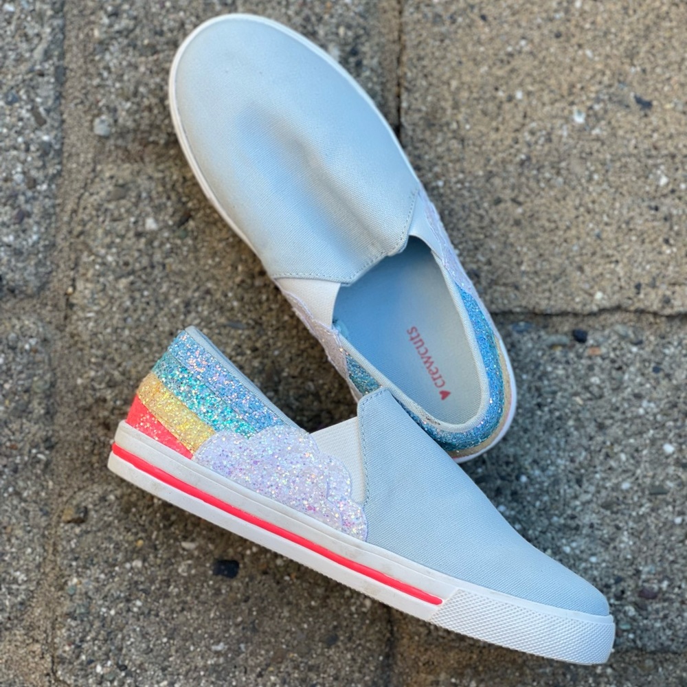 Crewcuts Rainbow Glitter Slip-on Canvas Shoes, K2